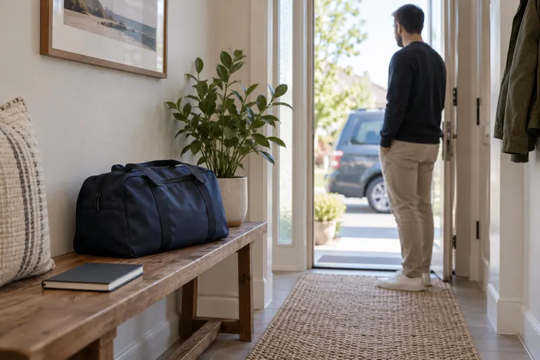 Bag at home as context for an items question. Illustrative customer context.
