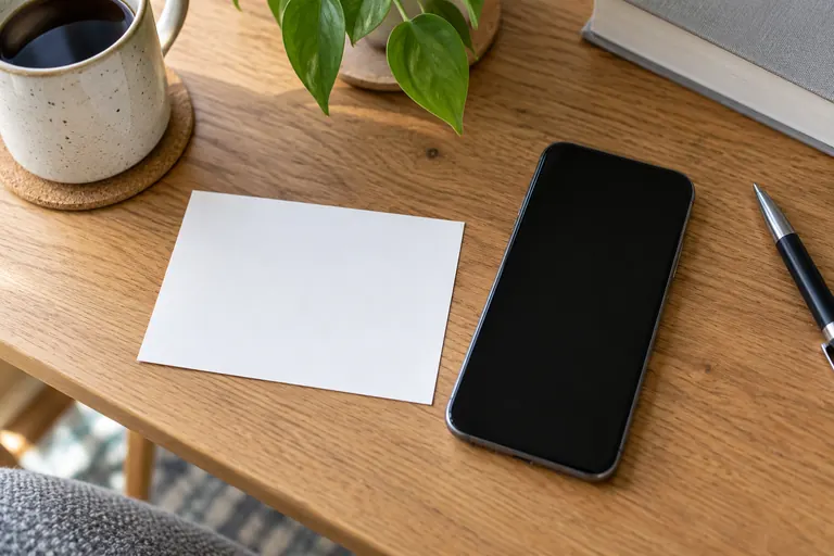 Phone without displayed personal data. Illustrative customer context.