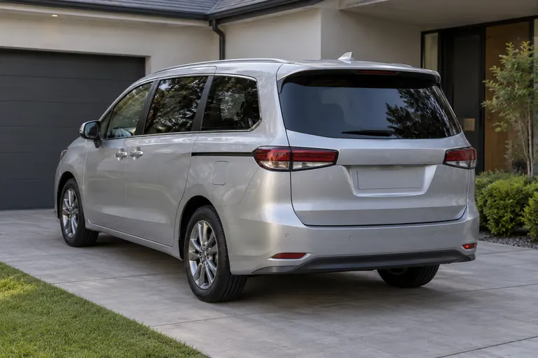 Rear view of a stationary MPV. Illustrative customer context.